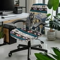 thumbnail image 2 of Renewold American Tribal Wolf Mountain Grey Office Chair Cover Spandex Computer Desk Chair Cover Anti-slip Decorative High Back Chair Slipcover with Elastic Bottom Home Office Decor, L, 2 of 7