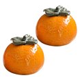 thumbnail image 4 of 2 tarros de cerámica con tapa de hoja, color naranja, para almacenar alimentos y galletas, para decorar el hogar, la cocina y la encimera, 4 of 8