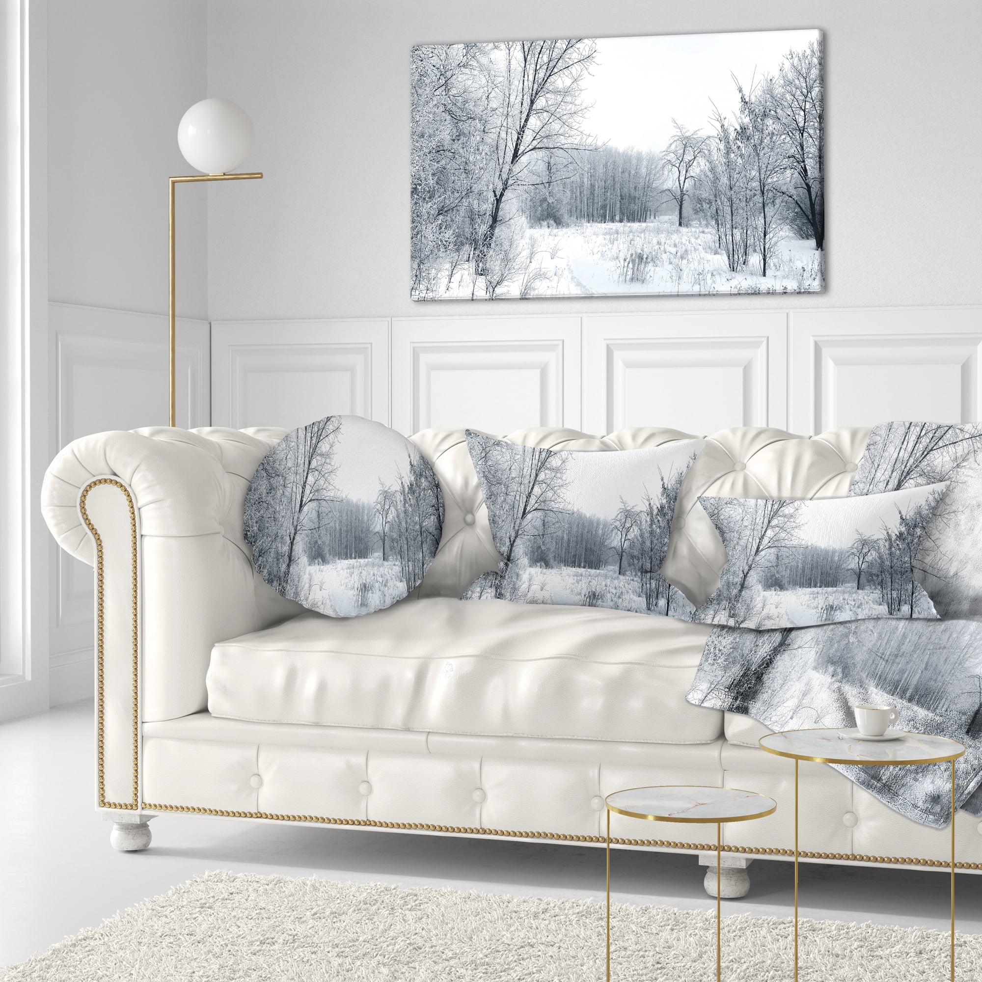 Designart Beautiful Winter Panorama - Landscape Printed Throw Pillow - 12x20