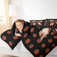 thumbnail image 4 of Manfei Vintage Art Bowknot Full Size Comforter Sets for Kids, Chic Fashion Polkadot Bedding Comforter Set, Rugby Football Print Reversible Bedding Sets, Microfiber Bedroom Decor, 3pcs, 4 of 8