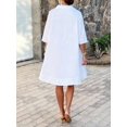 thumbnail image 2 of White Womens Casual Shirt Dress With Collared Neck And Short Sleeves For Summer Everyday Wear, 2 of 5