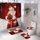 thumbnail image 1 of Juego de 4 Uds. De adornos navideños para el baño, funda para el asiento del inodoro, alfombra, juegos de cortinas de ducha, decoración navideña para el baño de Papá Noel, alce, muñeco de nieve Xemadio WMZY-849-1, 1 of 7
