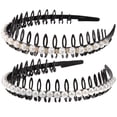 thumbnail image 1 of 2 piezas de perlas de moda aros para el cabello delicados accesorios para el cabello con diadema antideslizante para mujeres niñas (perla + perla con cristal), 1 of 8