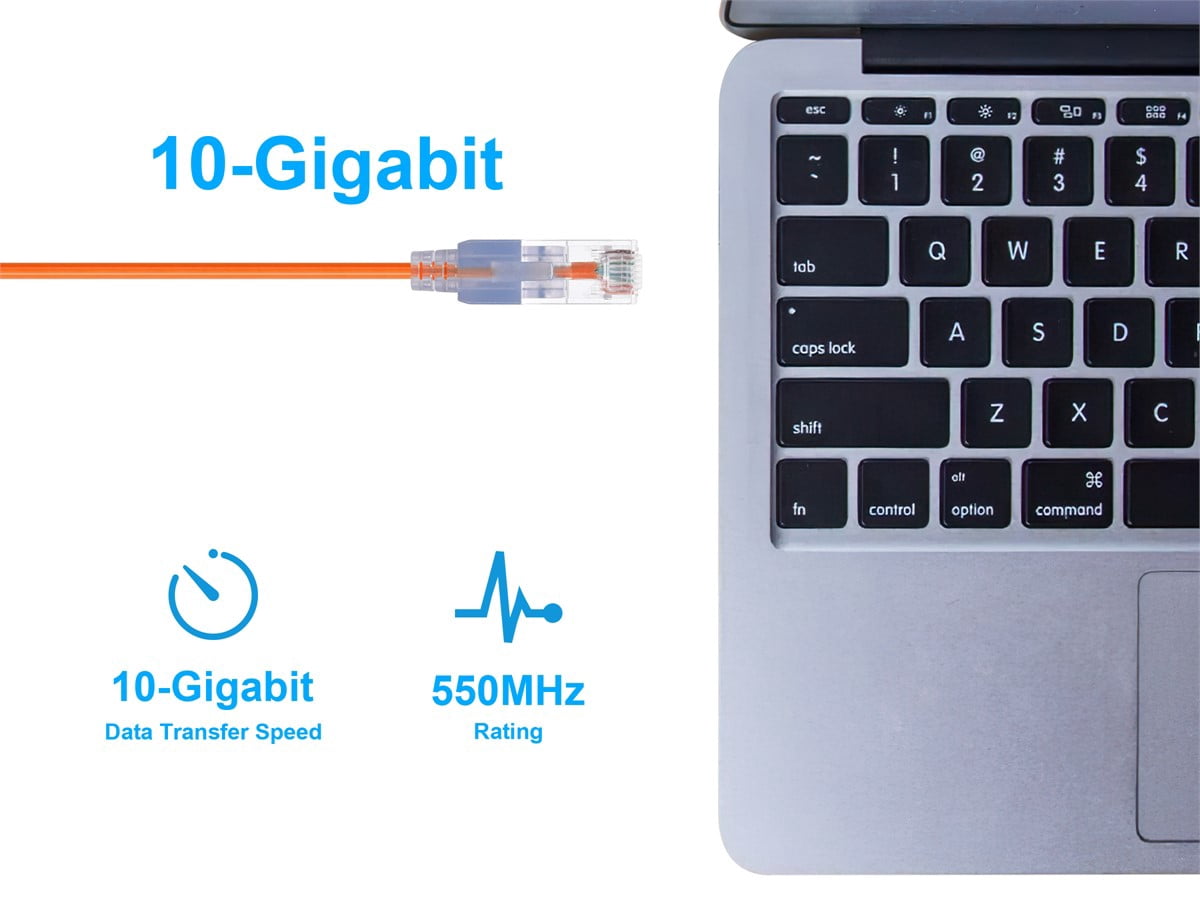 Monoprice Cat6A Ethernet Patch Cable - 1 Feet - Orange (10 Pack) Snagless RJ45 550Mhz UTP Pure Bare Copper Wire 10G 30AWG - SlimRun Series