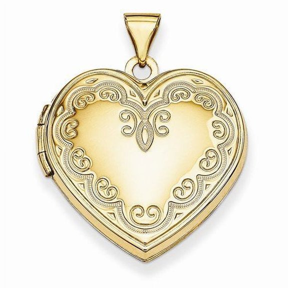 14k Yellow Gold Heart Picture Locket - Just over 3/4 Inch Wide X 3/4 Inches Tall
