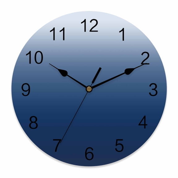 Wall Clock Navy Blue Clocks PVC Silent Non-Ticking Battery Operated Decorative Gradient Colorf Round Clock for Home Living Room Kitchen Bedroom Office School Wall Decor 10 Inch