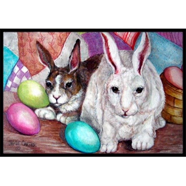 Carolines Treasures PJC1064JMAT Tapis Intérieur & Extérieur Buddy Buddies Easter Rabbit - 24 x 36 Po.