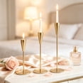 thumbnail image 2 of Qholemyo Set Of 3 Sleek Gold European Candleholder Tabletop Ornament Home Decor For Wedding Candlelit Dinner, 2 of 6