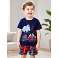 thumbnail image 2 of HILEELANG Toddler Boy Summer Short Clothes Sets Outfits Easter Cotton Navy Dinosaur Shirts Shorts Playwear 3T, 2 of 8