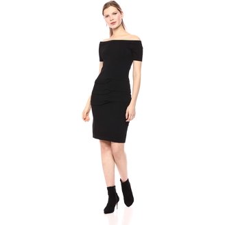 women's nicole miller keyhole pleat one-shoulder asymmetric hem midi dress Danielle Asymmetrical Mini Dress Black main image 1