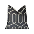 thumbnail image 1 of Plutus Geometric Lattice Almohada de lujo hecha a mano, color crema, negro, doble cara, 61 x 61 cm Plutus PBRAZ388-2424-DP, 1 of 2