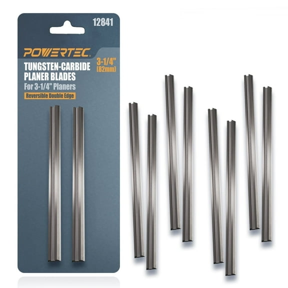 POWERTEC 10PK 3-1/4" Tungsten Carbide Hand Held Planer Blades Replacement for Black&Decker, Bosch, DeWalt, Hitachi, Makita, Porter Cable, Ryobi, Stanley, Wen (12841-P5)