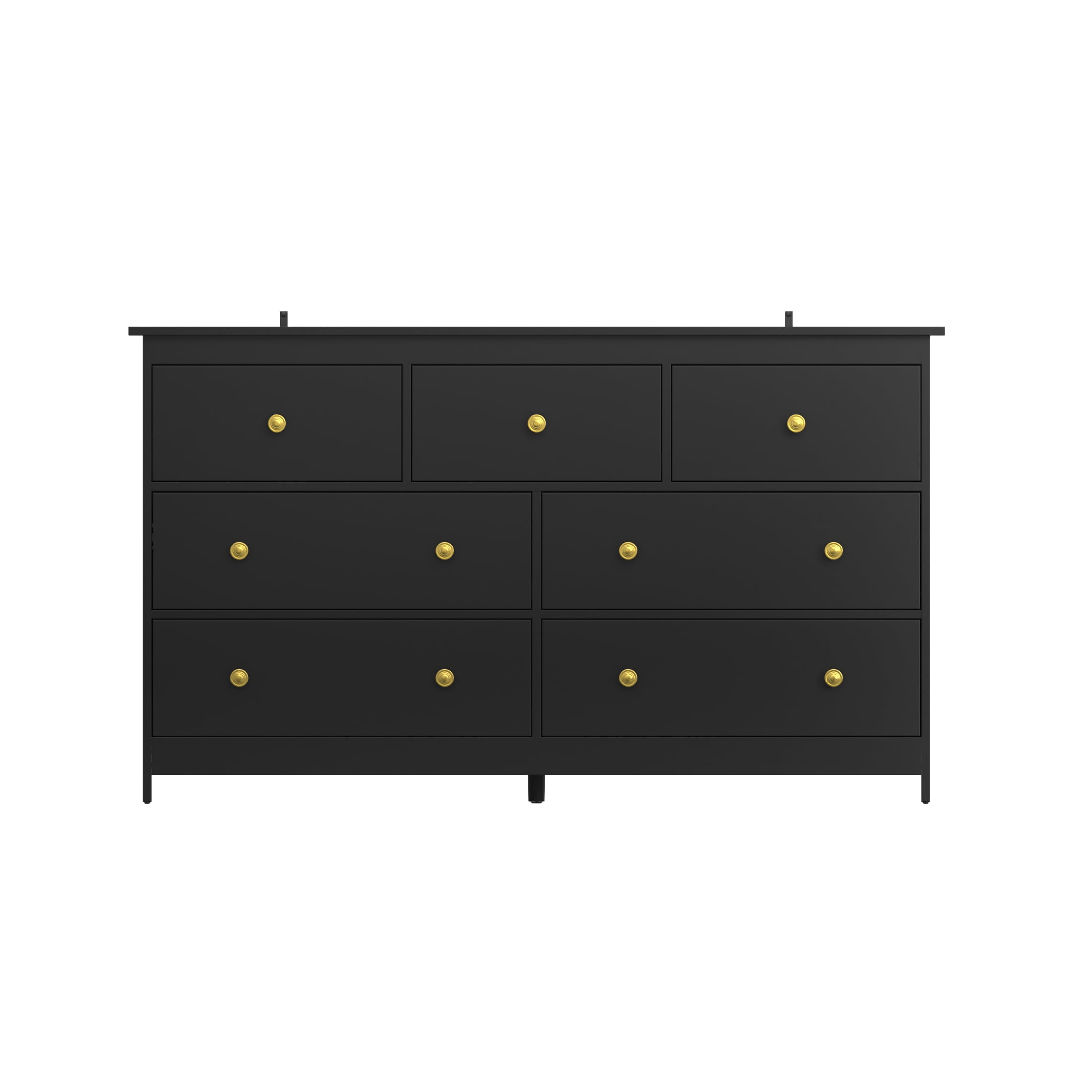 YouTrend 7 Drawer Dresser, Modern Black Chests of Drawers Wood Adult Storage Cabinet for Bedroom Living Room Hallway