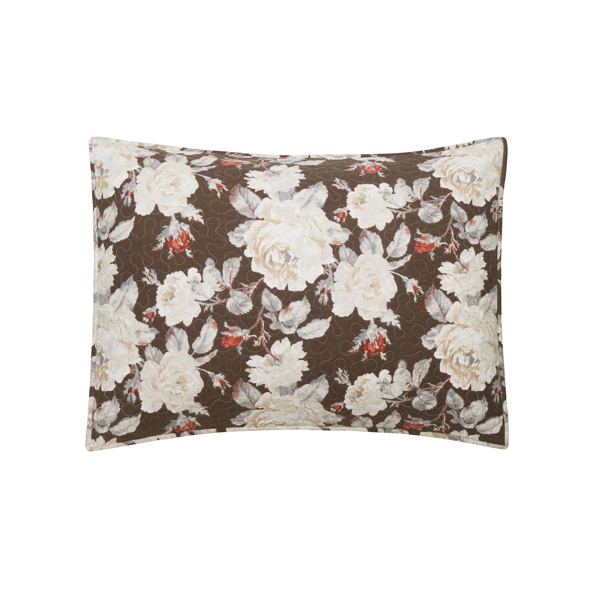 Modern Heirloom Rambling Rose Brown 2-Piece Quilt Set, Twin
