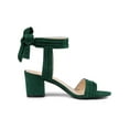 thumbnail image 3 of BLISSFUL STEP Women's Open Toe Ankle Tie Back Block Heels Sandals Green (Size 7.5), 3 of 7