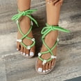 thumbnail image 4 of Anuirheih Summer Ladies Shoes Flat Heel Rope Sandals Casual Roman Women's Strapped Sandals Sandals Women Clearance(Green), 4 of 6