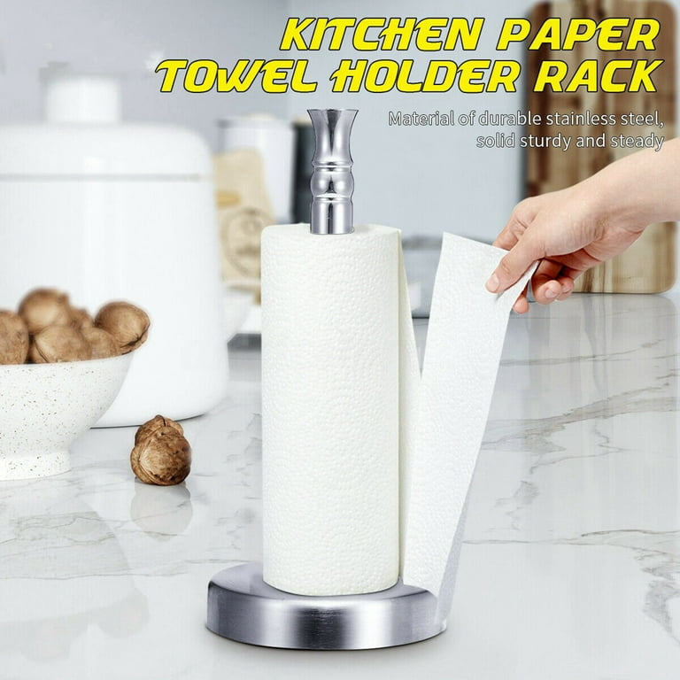 Paper Towel Holders,Black Paper Towel Holder,Paper Towel Holder Countertop,Ratchet System and Suction Cups Paper Towel Stand, for Living Room