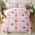 thumbnail image 2 of Erosebridal Lion Quilt King for Girls, Pink Patchwork King Coverlet Set, 3 Pieces 1 Bedspread and 2 Pillowcases, 2 of 7