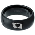thumbnail image 2 of Tungsten Montana The Treasure State Heart Band Ring 8mm Men Women Comfort Fit Black Dome Polished, 2 of 4