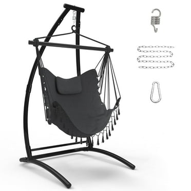 G TALECO GEAR C Type Hammock Chair with Stand, Hanging Chair with Neck Pillow, Outdoor Indoor Swing Chair for Bedroom, Porch, Patio and Garden, 300 lbs