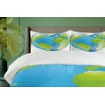 thumbnail image 4 of Ambesonne Earth Duvet Cover Set, Vibrant Globe Heart Shape, 2-Calking, Pale Blue Lime Green, 4 of 7