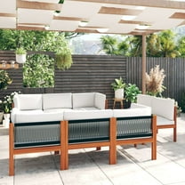 vidaXL 9 Piece Patio Lounge Set with Cushions Cream Solid Acacia Wood