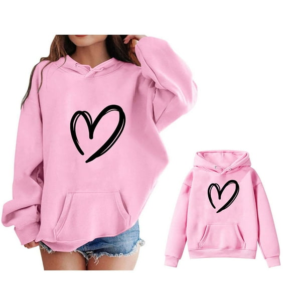 Boys Hoodies Heart Pink Hoodie Casual Long Sleeve Classic Hoodie Winter Clothes Little Girls Clothes 4T
