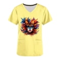 thumbnail image 5 of lcziwo Womens Mardi Gras Scrubs 2025 Spring Scrub Tops Carnival Funny Graphic Shirts Casual V Neck Medical Nursing Uniforms with Pockets Yellow XL Sales of The Week, 5 of 6