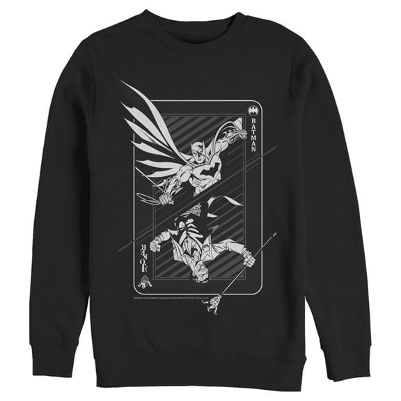 Men's Batman Hero vs Villain Playing Card Sweatshirt Black 3X Large
