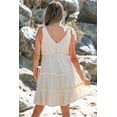 thumbnail image 2 of Women's Oatmeal Solid Color Tied Straps Ruffle Tiered Mini Dress - Casual Summer Style - [ZhiHiMeRi] | (US 12-14)L, 2 of 12