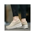 thumbnail image 5 of LUXUR Women Shoes Flat Slip On Loafers Casual Sneakers Memory Foam Insoles Wedge Platform Round Toe Suede Khaki 6, 5 of 6