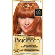 L'Oreal Paris Superior Preference Permanent Hair Color, Fade-Defying, 7LA Lightest Auburn, 1 Kit
