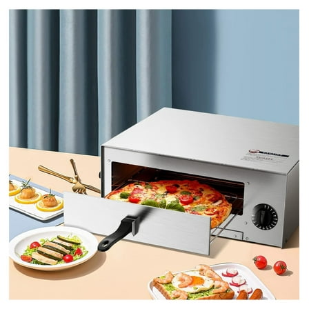 1450W Electric Pizza Oven, Stainless Steel Pizza Oven Countertop with Insulated Handle & Removable Tray, Pizza Maker Fits Pizzas up to 12" Diam for Restaurant Home Party