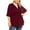 Wine, variant on Plus Size Women Casual Loose Solid Color Ruffle Ruched Half Sleeve V-neck Blouse, Comfortable T-shirt for Everyday Wear, Perfect for Spring and Summer, Versatile Fashion Top