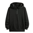 thumbnail image 3 of Txeol Men Quarter-Zip Pullover Hoodie Sweatshirt - Lightweight Fleece Lined Long Sleeve Hoodies with Pocket,Black,XL, 3 of 7