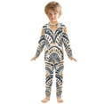 thumbnail image 6 of FORMRS Long Sleeve Top and Pants Pajama Set for Niños 2-Piece Sleepwear, Sizes 18M-8Y, Orange Art Pattern, 6 of 6