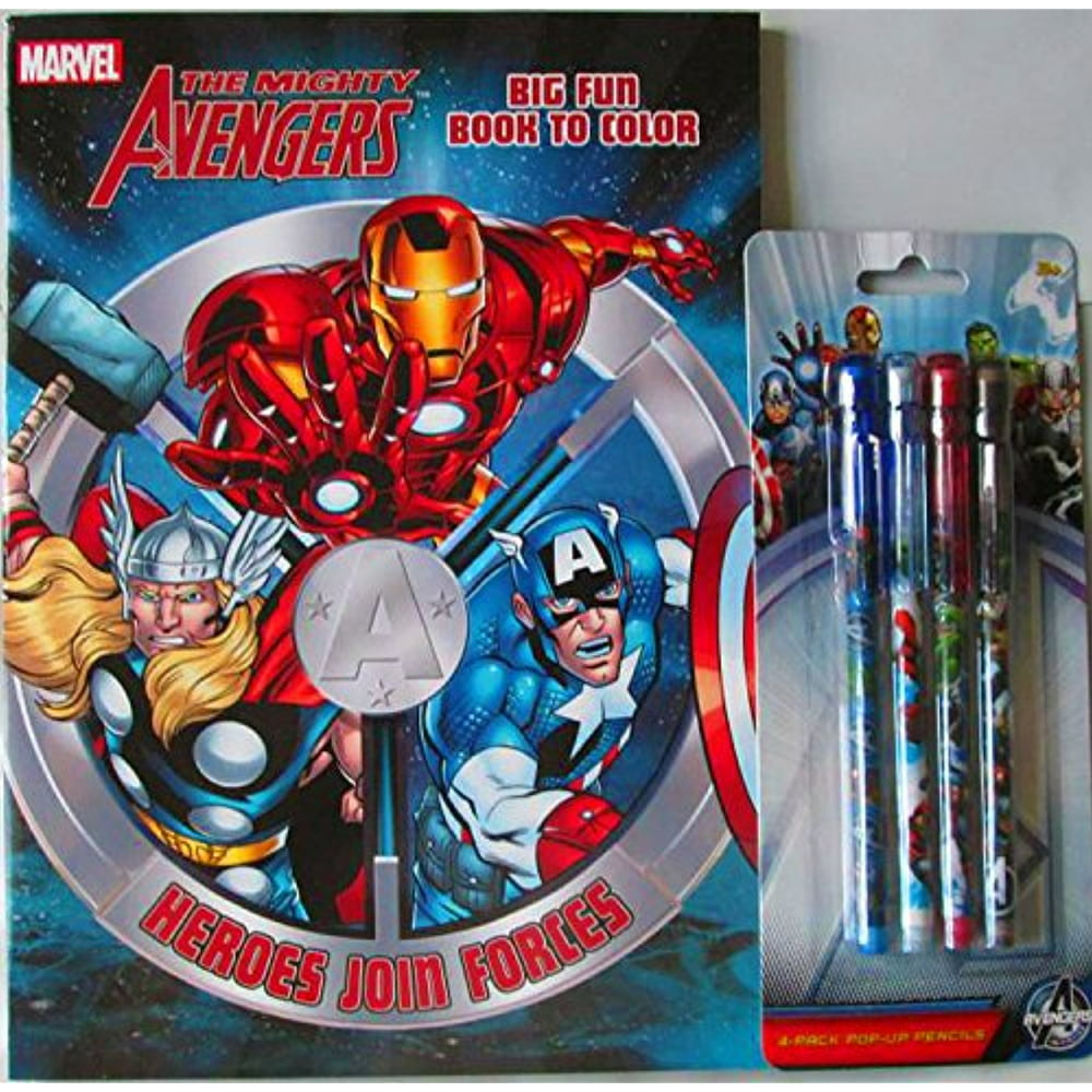 Marvel Avengers Coloring Book and 4 Piece Pencil Set ...