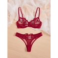 thumbnail image 4 of Conjunto de ropa interior con bordado Floral para mujer, lencería erótica de encaje Sexy, sujetador femenino y Braga transparente Sensual, bragas de realce de retazos, 4 of 5
