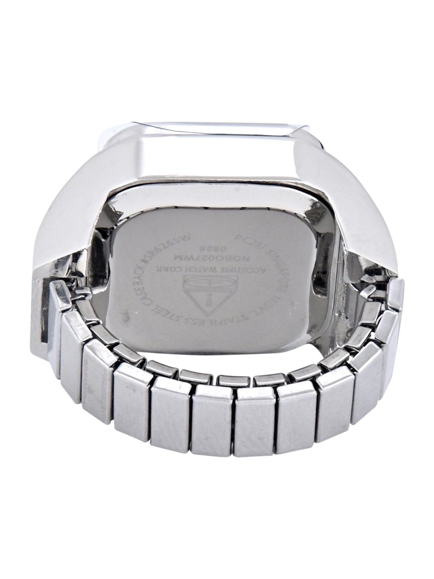 No Boundaries Adult Female Silvertone Square Case Ring Watch with Roman Numerals.