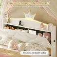 thumbnail image 4 of Princess Bed Frame Full with Openable Headboard and LED Lights & Charging Station, Velvet Platform Upholstered Bed for Bedroom Pink Furniture White, 4 of 9
