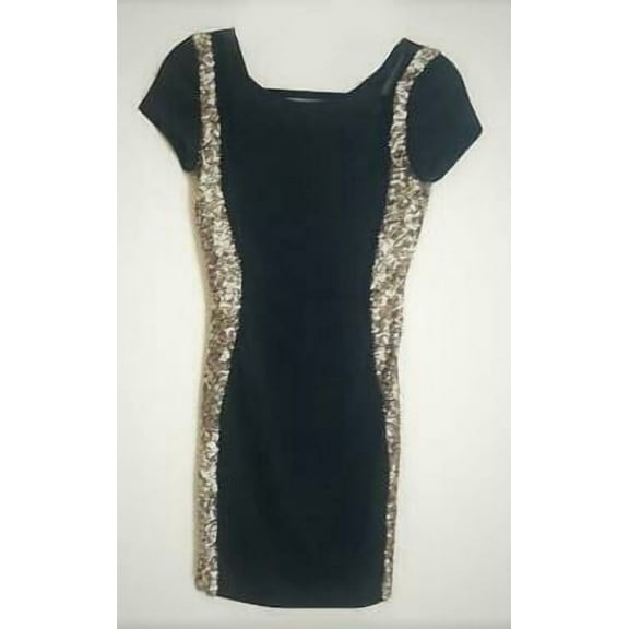 Mustard Seed Women's Black Short Sleeve Mesh Sequined Bodycon Dress Size S