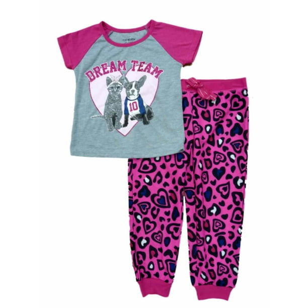 Joe Boxer Joe Boxer Girls Dream Team Bulldog & Cat Pajamas Sleep Set