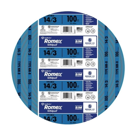 Romex 100 Ft. 14/3 Solid Blue NMW/G Electrical Wire 63946928