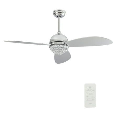 

52 inch 3-Blade Wifi Ceiling Fan with LED Light Kit & Remote- Silver