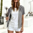 thumbnail image 3 of Otntypg Full Zip up Athletic Hoodie Jackets for Women Lightweight Thin Casual Fall Short Sleeve Drawstring Hooded Pullover Sweatshirts Basic Slim Fit Outwear Jacket with Pockets, 3 of 8