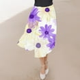thumbnail image 4 of Viikei A-Line Skirt with Pockets,Women's Casual Flowers Printed A-line Elastic Waist Skirt Purple XXXL, 4 of 6