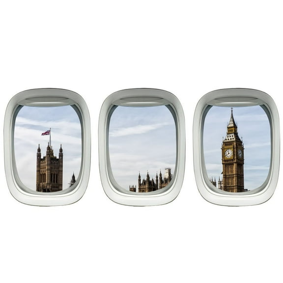 VWAQ Plane Window Decal - Big Ben Wall Stickers Kids Room Airplane Decor VWAQ-PPW18