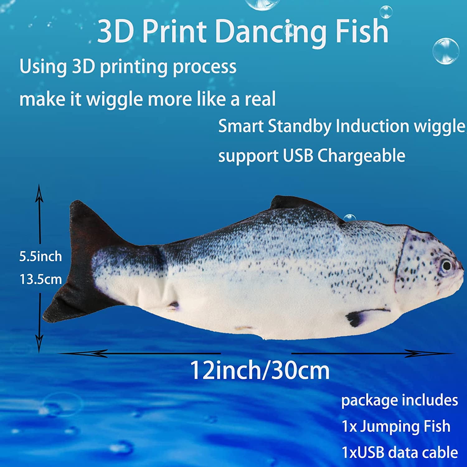 Floppy Fish Cat Toy, Realistic Flopping Fish Rocking Dog Toy, Electric Moving Fish with Interactive Function Cat Toy Pets Chew Bite Supplies Motion Sensor, USB Charged for Cat Exercise(Orange Roughy)