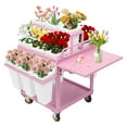 thumbnail image 4 of 6 Tiers Flower Display Stand Rolling Flower Display Rack Flower Display Stand with 18 Buckets(Pink), 4 of 19