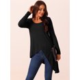 thumbnail image 3 of DARING DIVA Women's High Low Hem Long Sleeve Blouses L Black, 3 of 6